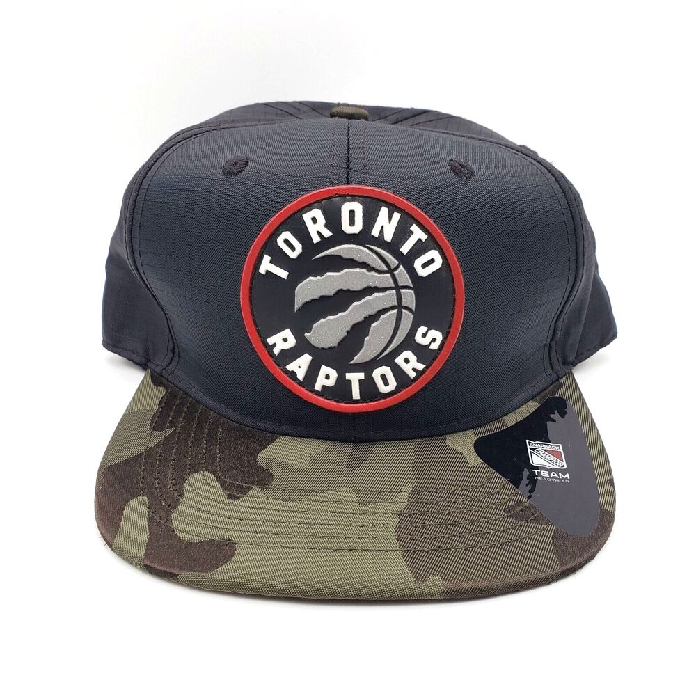 TORONTO RAPTORS Hat Camo & Black Snapback Trucker Champion NBA Cap NEW